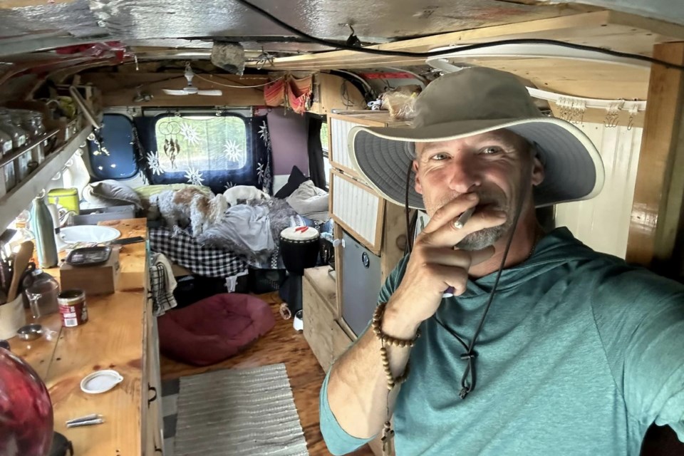 Jeff Primeau is pictured inside the RV he used to travel around the U.S. between November and February; it is believed to be the same RV that officers with the Los Angeles Police Department discovered a woman's body in on Feb. 9