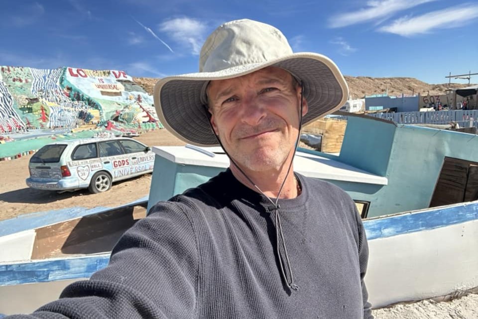 Jeff Primeau uploaded a photo of himself at Salvation Mountain near Niland, California on Jan. 1, 2024; he was arrested a month later for an alleged killing that occurred around Nov. 22, 2023