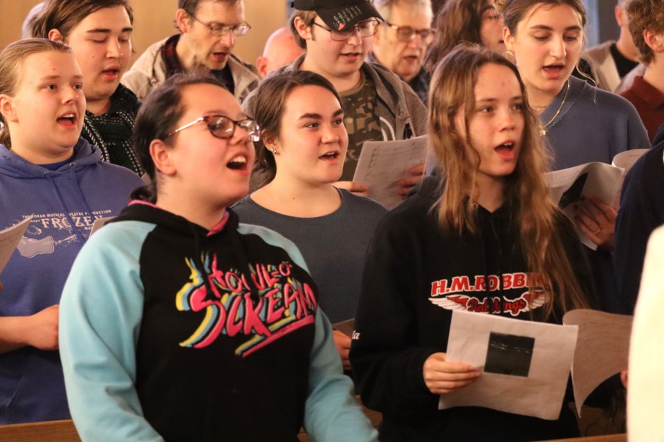 Members of the Algoma Festival Choir and the Korahsters rehearsed at Zion Evangelical Lutheran Church last week for a celebratory spring concert next month.