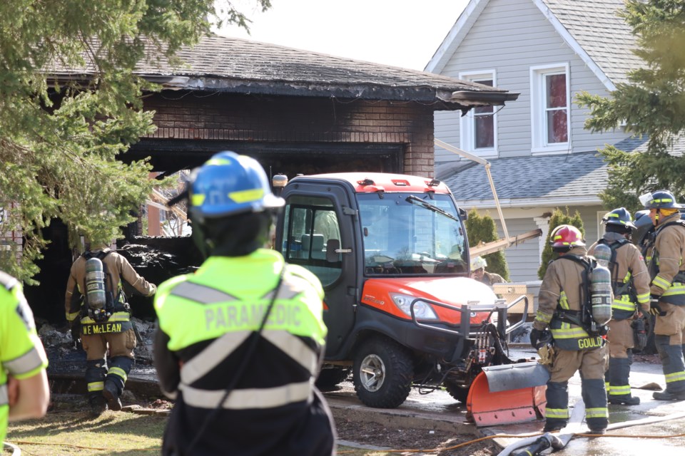 A north-end home faces significant damages after a fire broke out in its attached garage on the corner of Peoples Road and Tallack Boulevard on April 16, 2024.