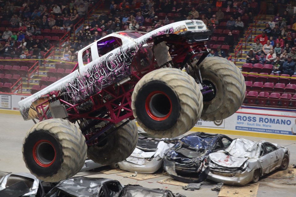 Hundreds enjoyed watching big jumps, wheelies, and tricks during raucous Monster Madness tour at GFL Memorial Gardens on Saturday.