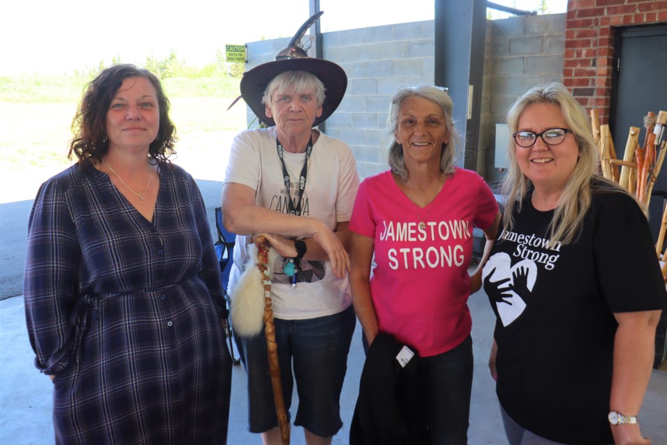 Jamestown Strong advocates Tammy Rowlinson (left), Jenna Daynard, Patti Gibson, and Shauna Wilson were part of a vendor show to raise money for neighbourhood youth on May 28, 2023.