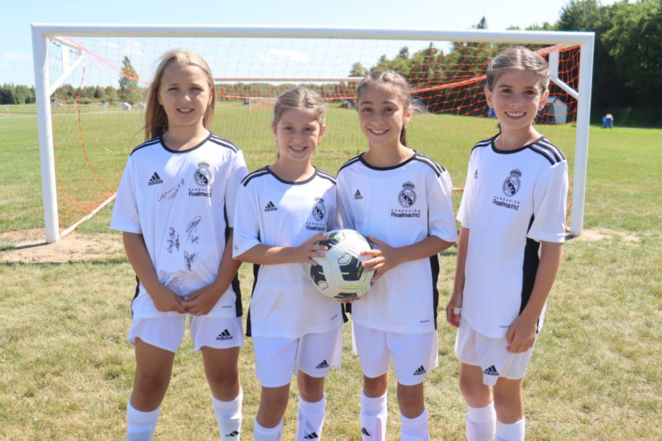 (left to right) Sault soccer players Emily Evans, Drew Beith, Jordan Beith, and Elizabeth O’Toole will help represent Canada at the 2024 Real Madrid Foundation World Challenge in Spain next year