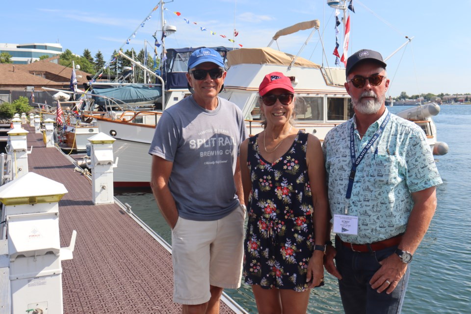 Bill Wilcox (left), Lauren Phinney (middle), and Robert Colwell (right) paid a visit to the Sault with Grand Banks Yachts, a shipping company that features a lineup of luxurious vessels