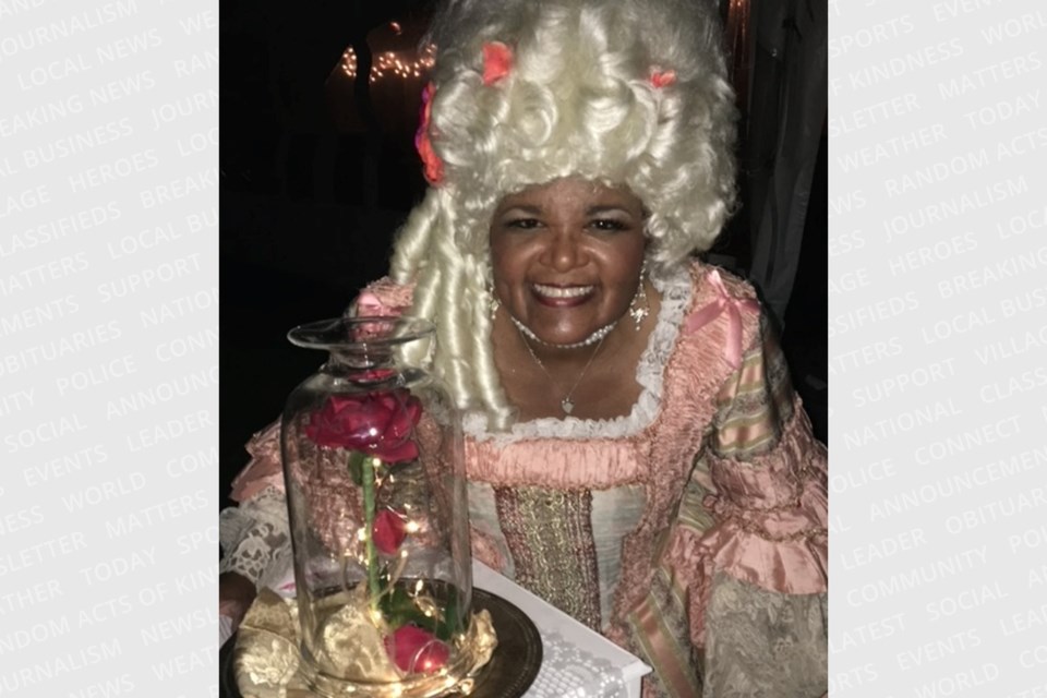 Sally Toivonen, pictured in 1800s garb, is hosting a Bridgerton-themed afternoon tea and evening ball in her east-end backyard on Friday.