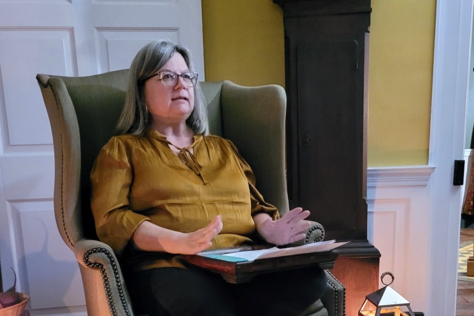 Sault historian Cindy Ellen Crawford (pictured above) hosted a Halloween talk at the Ermatinger Clergue National Historice Site last week, which included the trick-or-treat origin findings from the Nov. 1, 1917 edition of the Sault Daily Star. 