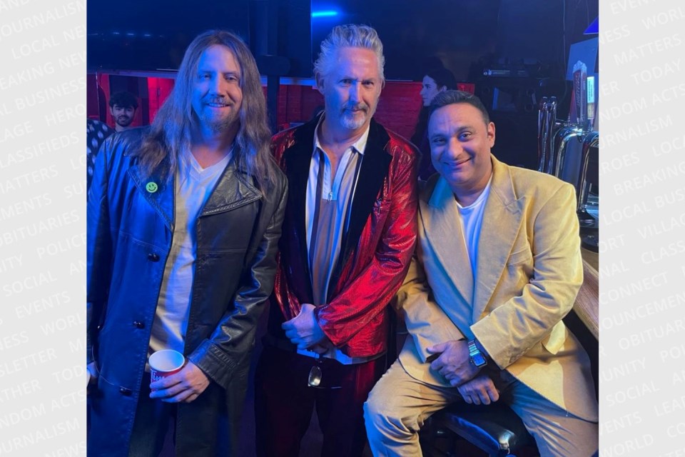 Jamie Kennedy (left), Harland Williams and Russell Peters are pictured on the set of "Wingman," a dating comedy recently filmed in Sault Ste. Marie