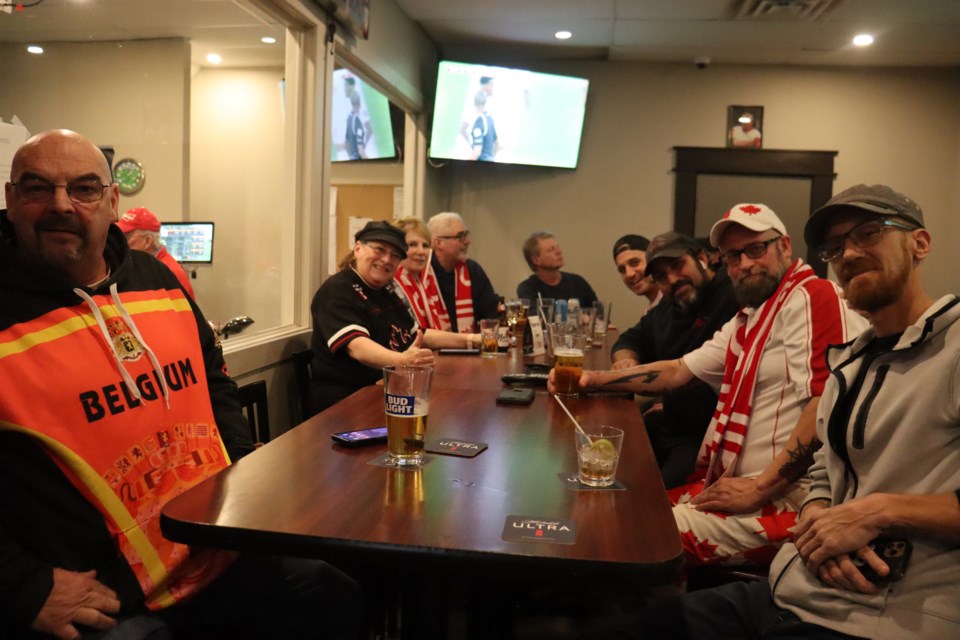 Soccer fans came together at the Road House Bar and Grill for Canada's opening game against Belgium in the FIFA World Cup on Nov. 23, 2022.