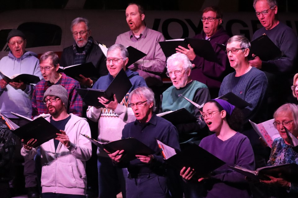 The Algoma Festival Choir rehearses at the Canadian Bushplane Heritage Centre for a pair of Christmas concerts this weekend.