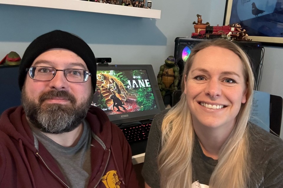 Desbarats couple and full-time television animators Trevor Hunter (left) and his wife Morgan recently won an Emmy for "Outstanding Visual Effects" for their work on "Jane," a children's show on Apple TV+