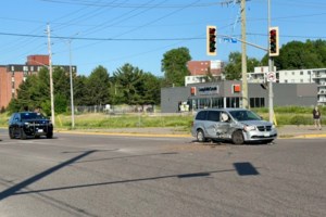 Minivan damaged in crash at Trunk and Black Road
