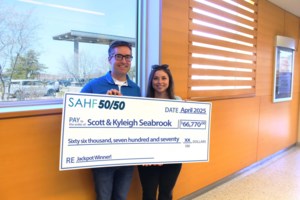 April 50/50 winner supports local health care with donation
