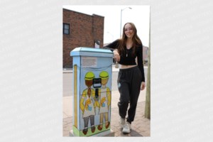 Local students give downtown traffic boxes a jolt of colour