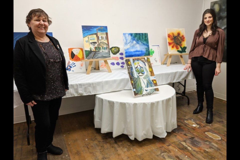 Marilyn Hug and Angela Remondi, Arts Council of Sault Ste. Marie & District project coordinators, in the Arts Council’s Dawaa Dahzi gallery, Jan. 9, 2020. Darren Taylor/SooToday