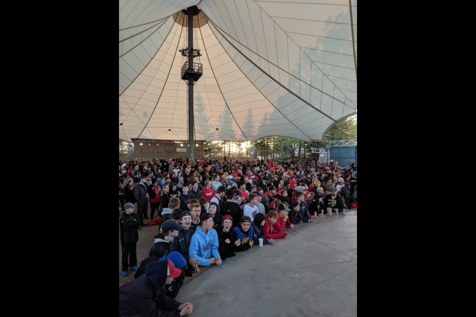 Raptors fans gather at the Roberta Bondar Pavilion to watch Game 5 of the NBA Finals between the Toronto Raptors and the Golden State Warriors