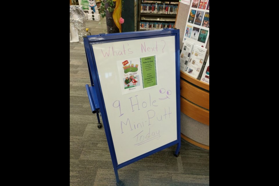 The Centennial Library is hosting a Holiday Hole In One 9 hole mini-putt over the holiday break till January 5