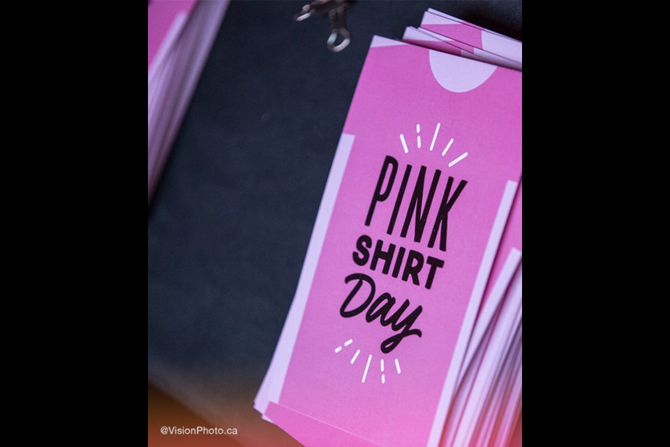 February 27th is National Pink Shirt Day to raise awareness and stop bullying. Businesses and schools across the city dressed in pink to show their support. Photo by pinkshirtday.ca.