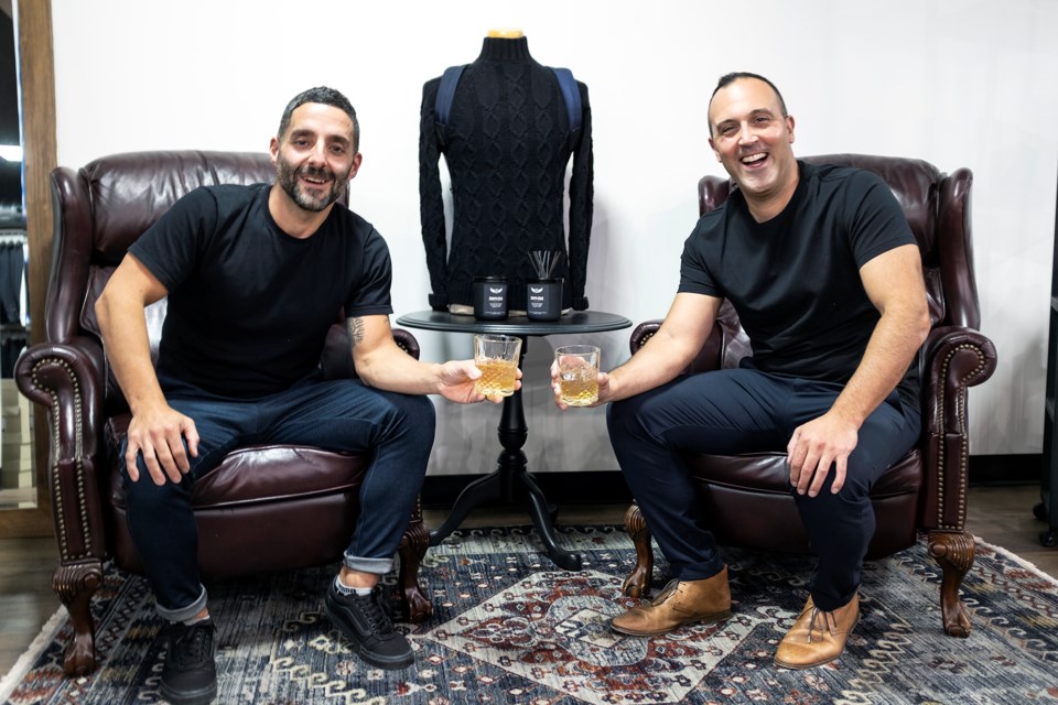 Robby Calvano and Mike Flammia of Forty-Five Social. The new business opened recently on Spring Street. The concept for Forty-Five Social combines a clothing store, barbershop and bar.