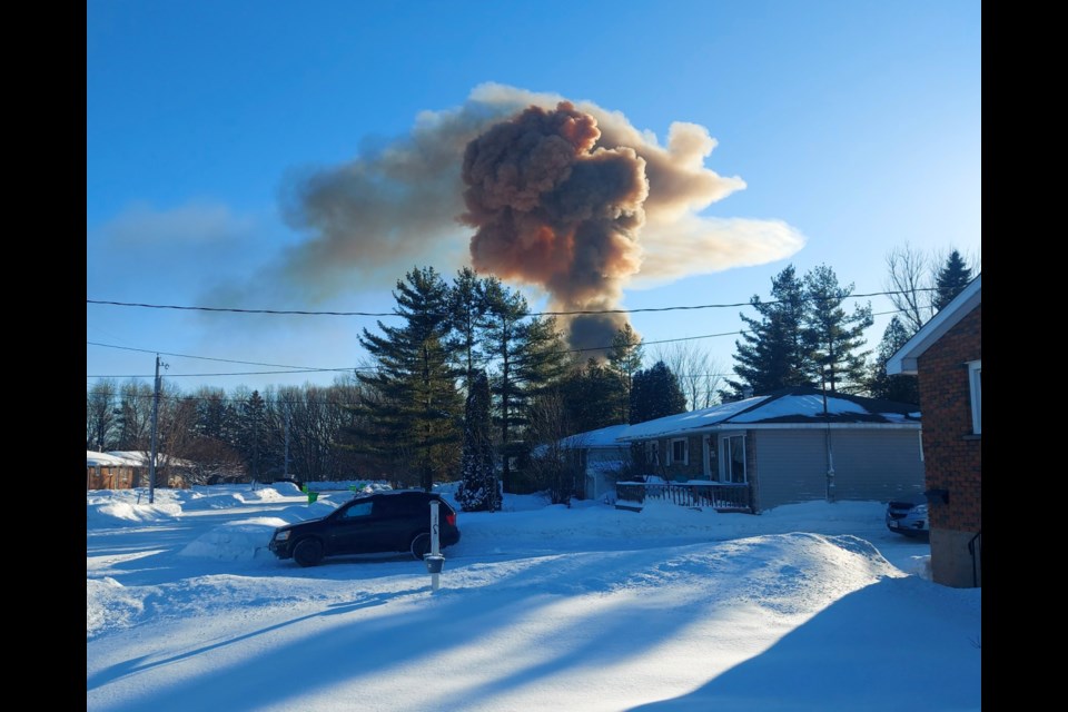 Plume of smoke near the steel plant on Friday, Jan. 20, 2023.