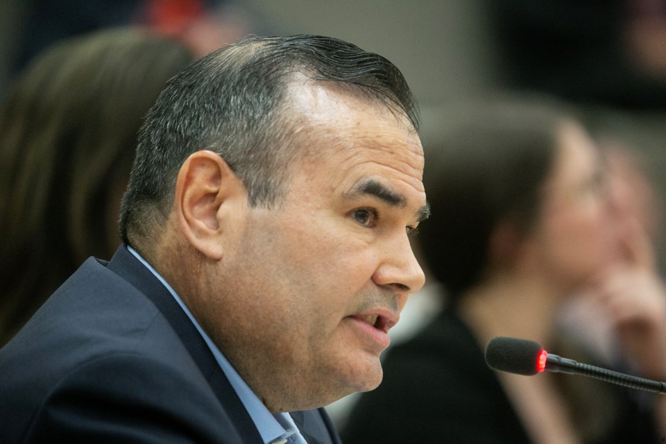 Michael Garcia, CEO of Algoma Steel, speaks to city council in June 2023, days after a contract worker was killed at the plant.