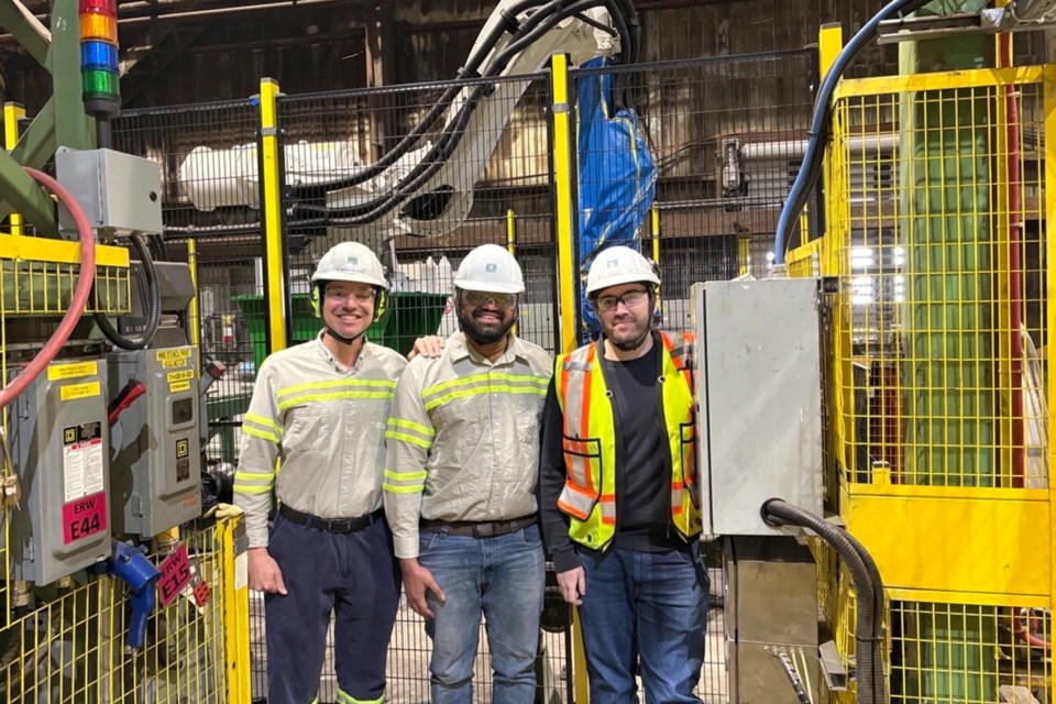 Michel St. Jules, automation senior specialist, Prem Thomas, automation specialist, and Steven Kennedy, automation specialist, were instrumental in the commissioning of the new welded line robot.
 