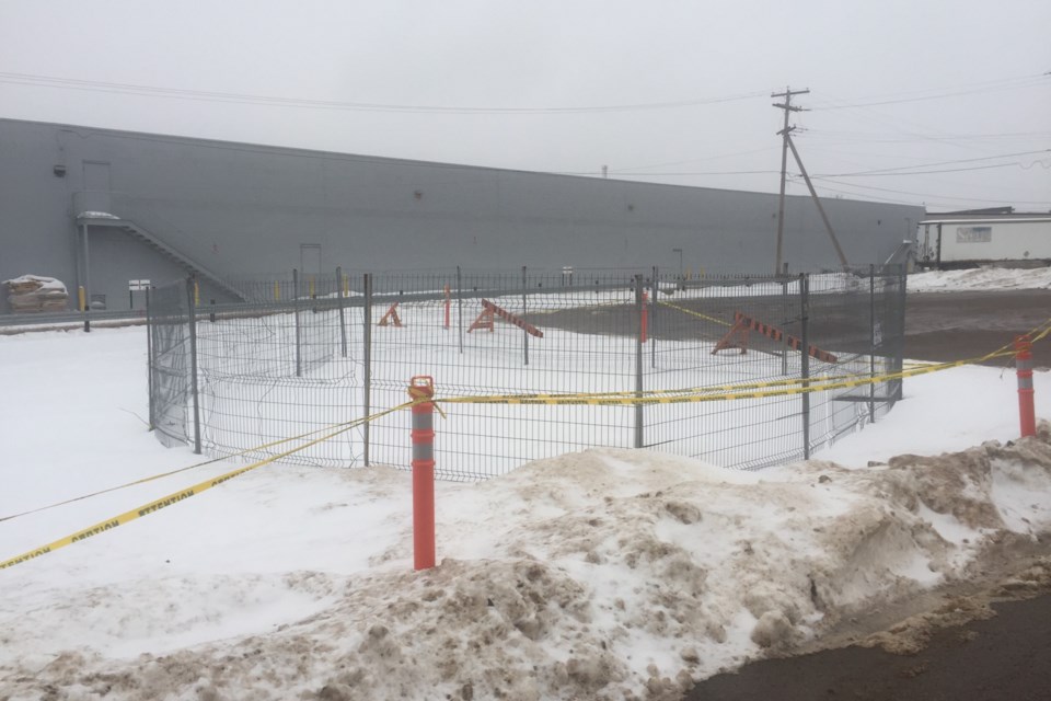 Sinkhole between Canadian Tire and Group Health Centre. David Helwig/SooToday