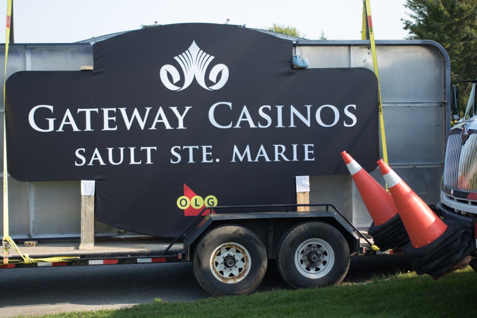 The new Gateway Casinos Sault Ste. Marie sign before being installed on Monday, September 11. Jeff Klassen/SooToday