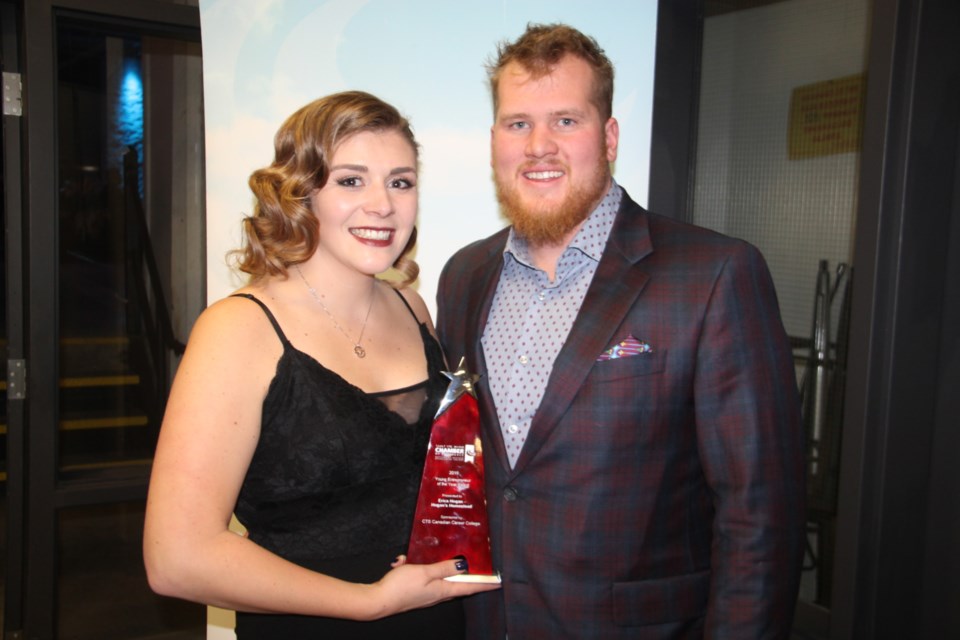 Erica and Spencer Hogan of Hogan’s Homestead, winners of the Sault Ste. Marie Chamber of Commerce Young Entrepreneur of the Year Award, Feb. 29, 2020. Darren Taylor/SooToday