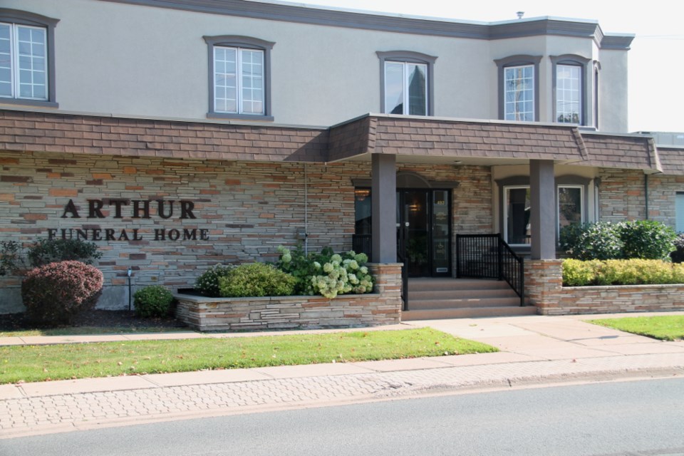 The Arthur Funeral Home at 492 Wellington Street East is now officially known as Arthur Funeral Home – Barton & Kiteley Chapel, as the former Barton & Kiteley Funeral Home officially closes Oct. 6. Darren Taylor/SooToday  