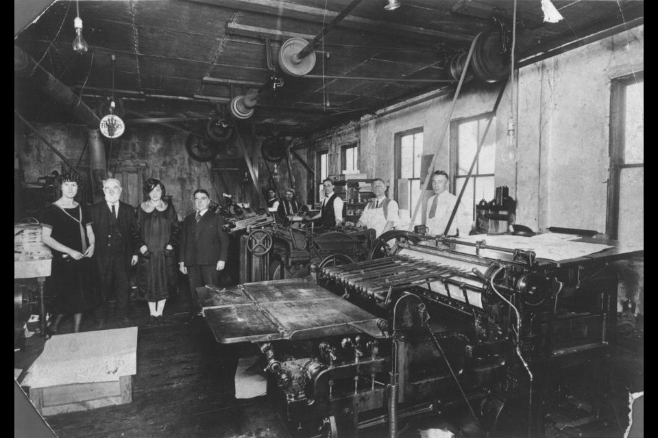 A photo of Cliffe Printing and its staff in 1923. Photo supplied by Cliffe Printing