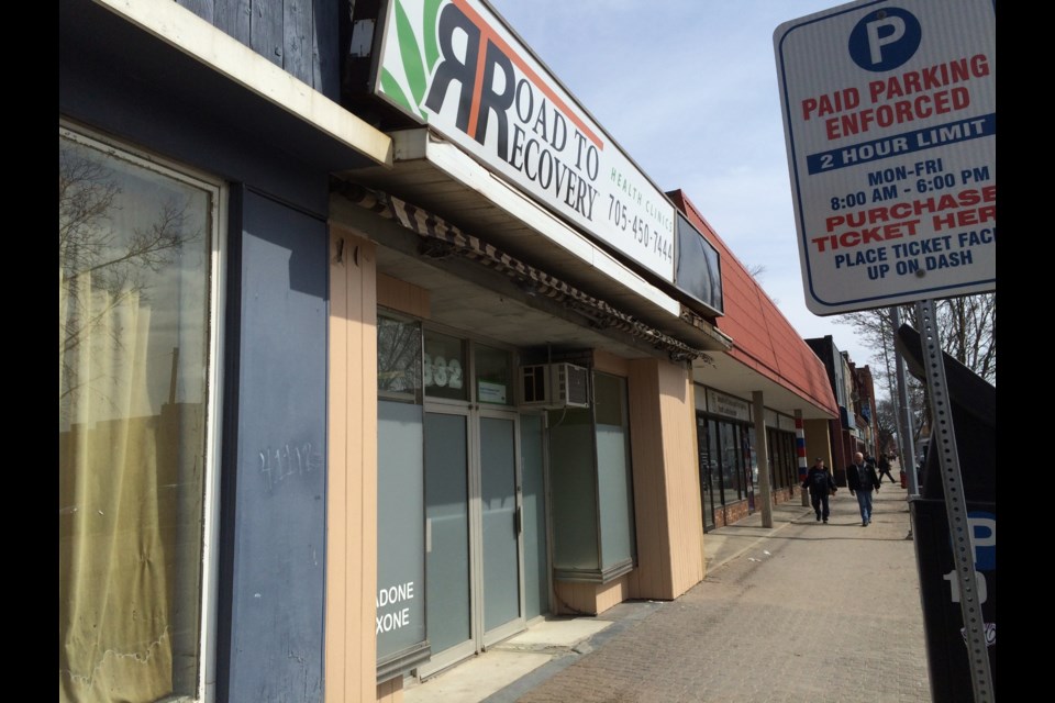 Located at 332 Queen Street East, between Mann Florist and the Ministry of Children and Youth Services, the Road to Recovery Health Clinic will dispense methadone and suboxone to patients dependent on morphine, heroin, oxycodone and other opioid drugs. Photo by David Helwig/SooToday.