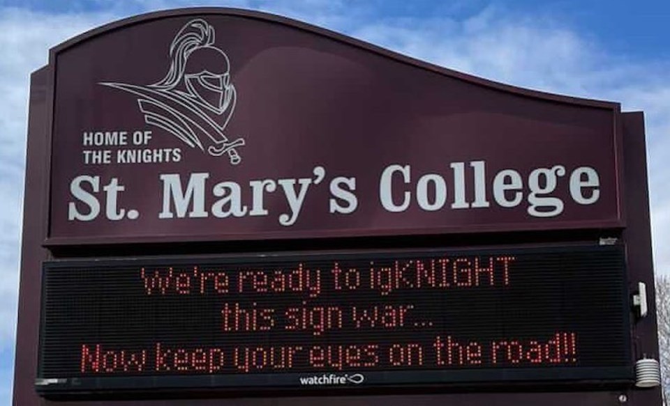 2021-04-29 Sign War St. Marys College