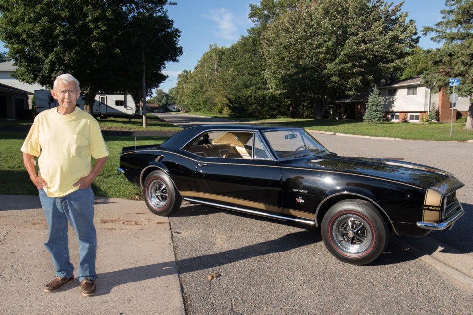 Bob Simonen and his 1967 Black Panther Camaro. The vehicle is one of three known to exist and Simonen has been the sole owner since he drove it off the lot almost 50 years ago. Jeff Klassen/SooToday