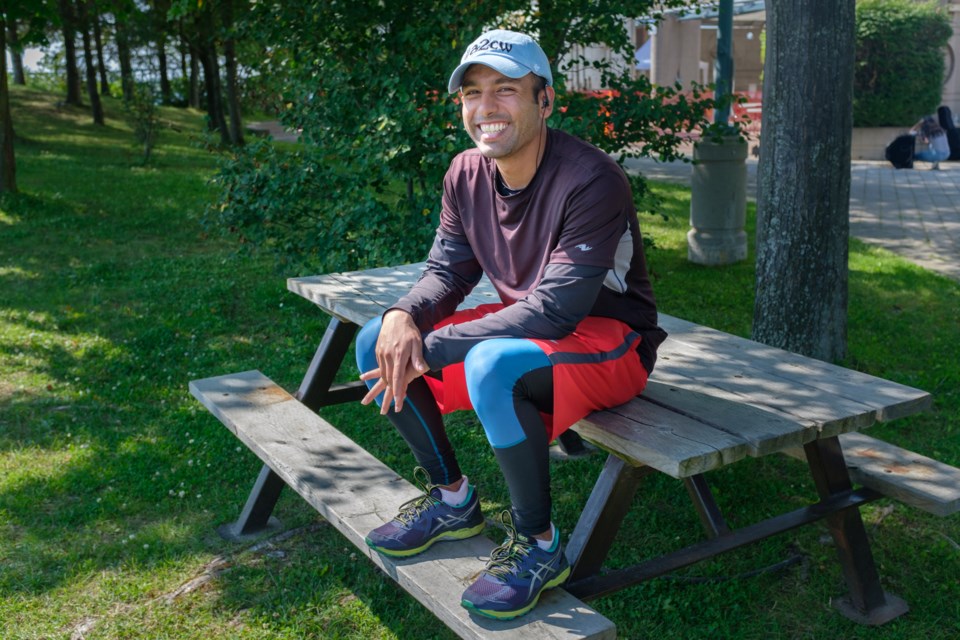 Hasan Syed is travelling from Vancouver to Ottawa, to raise awareness that many First Nations communities don't have clean drinking water. Syed was in Sault Ste. Marie on Sunday, August 13. Jeff Klassen/SooToday