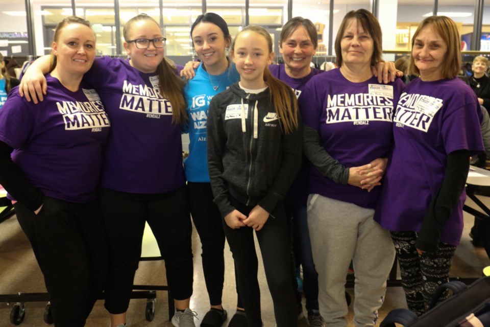 Brenda St. Louis (third from right) and family members took part in Sunday's Walk for Alzheimer's fundraiser at White Pines. James Hopkin/SooToday