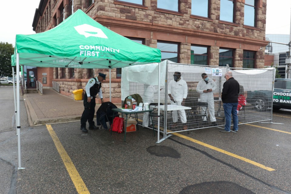 Employees of Community First and OTR Wheel Engineering were among those locked up when SooToday checked the Big Bail Out fundraiser for Big Brothers Big Sisters of Sault Ste. Marie Friday. 