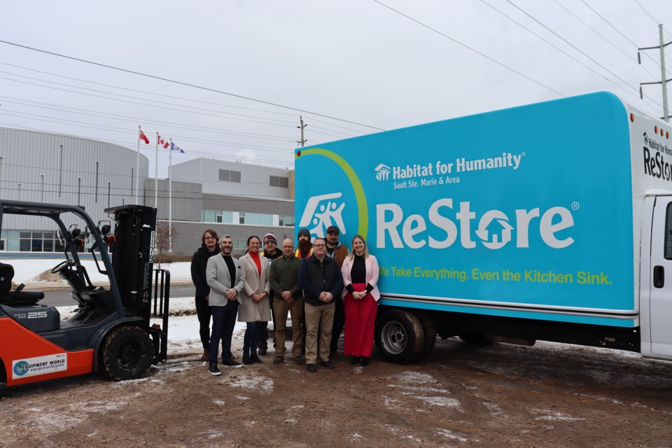 MPP Ross Romano visits at ReStore to meet with representatives from Habitat for Humanity Sault Ste. Marie and Area and see the equipment purchased with a $124,000 capital grant