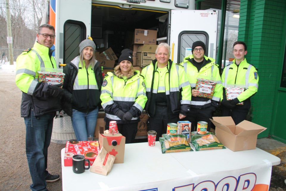 Sault EMS paramedics were on hand at Food Basics on Trunk Road and at Joe’s No Frills on Korah Road for their annual ‘Paramedics Helping the Hungry’ event, Dec. 7, 2019. Darren Taylor/SooToday
