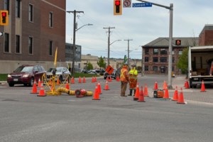 Construction slowing traffic downtown today