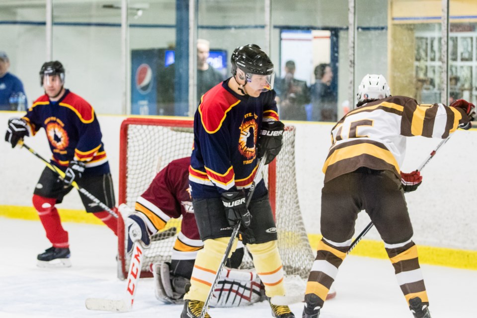 The 12th annual Sault Ste. Marie Firefighters charity hockey marathon at the Pee Wee Arena on Sunday, Apr. 9, 2017. Donna Hopper/SooToday