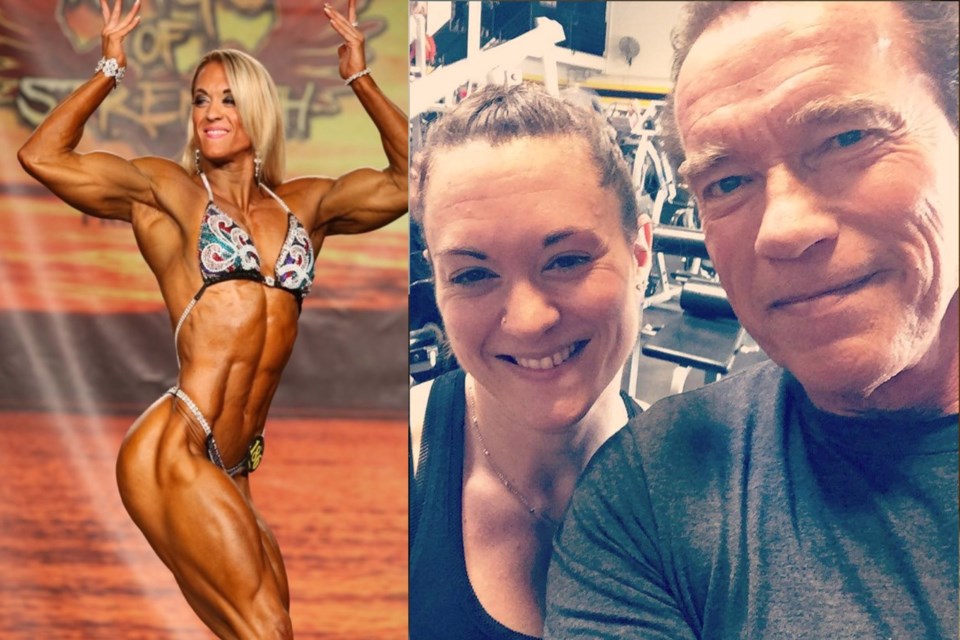 Arnold Schwarzenegger, the legendary bodybuilder, action movie star and former California governor, took time to compliment the Sault's Marnie Holley yesterday for "having an amazing physique."
