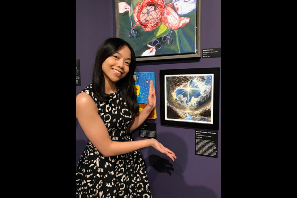 Nicole Torres, a Grade 10 art student at St. Mary’s College, recently earned Honourable Mention for her work entitled North Star at the Art Gallery of Algoma’s Members’ exhibition Dreams & Desires. 