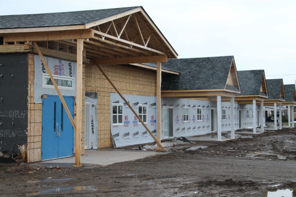 Transformation of the former St. Theresa school into rental units for seniors continues on Estelle Street, April 22, 2019. Darren Taylor/SooToday 