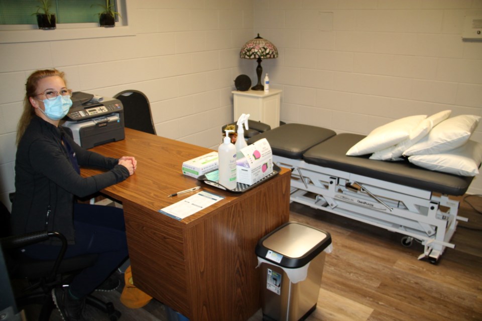 Katherine Anderson, osteopathic manual practitioner, in her Body Vive Integrative Therapies office, located in the repurposed and renovated old Sault Ste. Marie Jail building, Nov. 19, 2020. Darren Taylor/SooToday