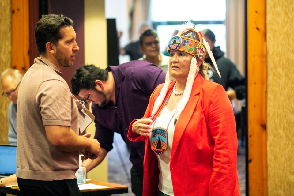 Garden River First Nation Chief Karen Bell attends Hydro One’s open house for the North Shore Link Project, held July 22 at the Water Tower Inn.