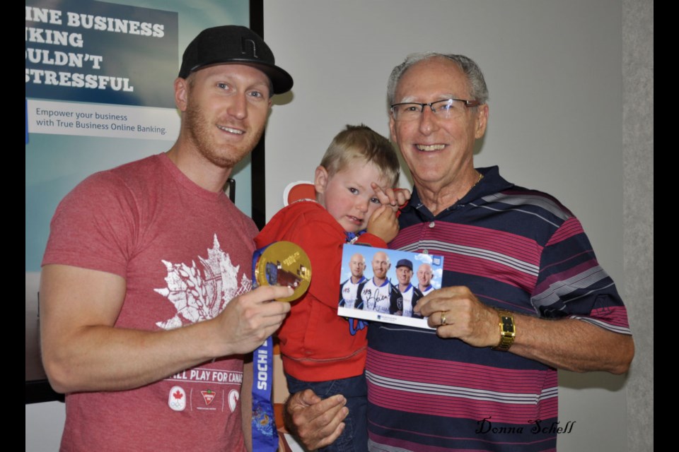 Olympic gold medal curler Brad Jacobs was at Northern Credit Union in Richards Landing on Thursday. Donna Schell for SooToday