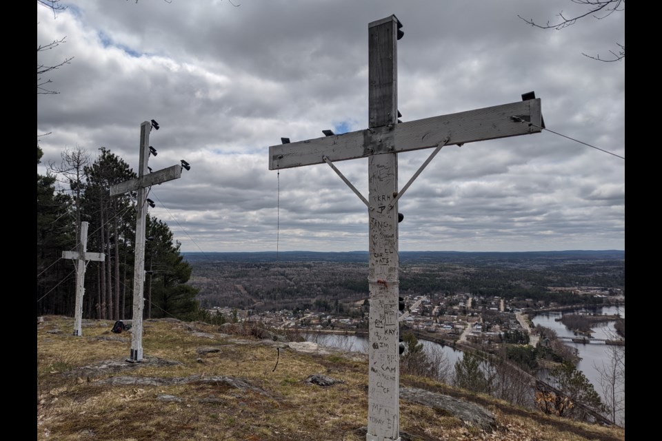It is a steep hike but not too long to find your self at the top and the three crosses.  Bill Steer for Village Media