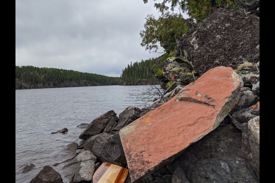 The red ochre seems to have many layers of ochre and is not as faded as many of the morphs on Mooseland Lake.