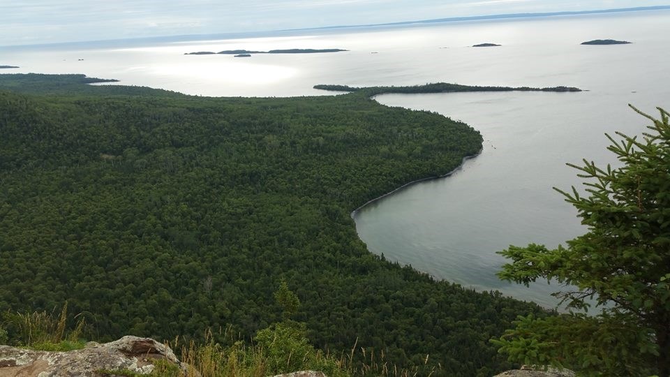 This view includes the tombolo a unique geological feature. 