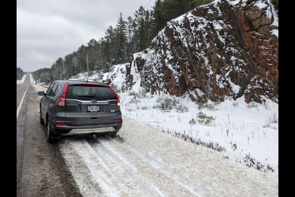 Rock cuts are found throughout Northern Ontario remember to pull well off the road for safety's sake.